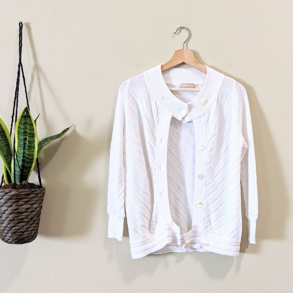 Luca Luca Sweaters - Luca Luca White Button Front Cardigan Sweater